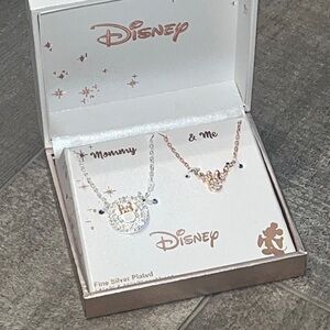 Fine Silver plated Disney Silver & Rose Gold Mommy & Me Necklace Set of 2